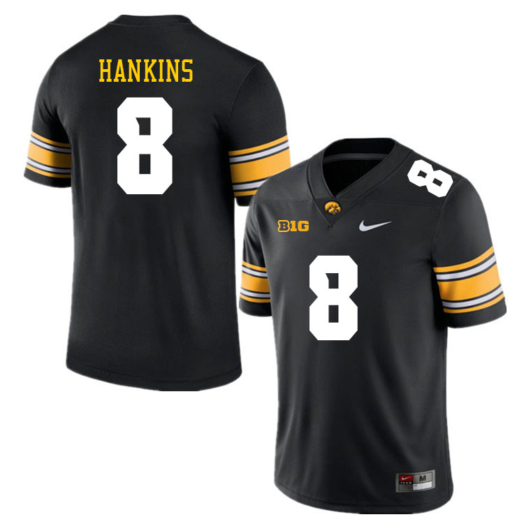 Iowa Hawkeyes #8 Matt Hankins College Football Jerseys Stitched Sale-Black